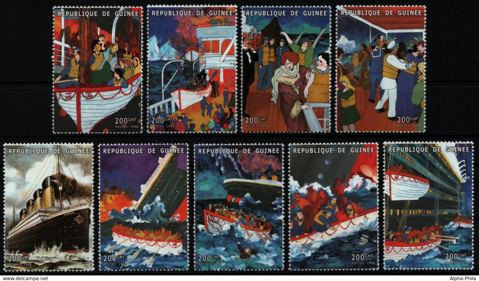 Guinea 1998 - Mi-Nr. 1901-1909 ** - MNH - Schiffe / Ships - Titanic - Guinea (1958-...)