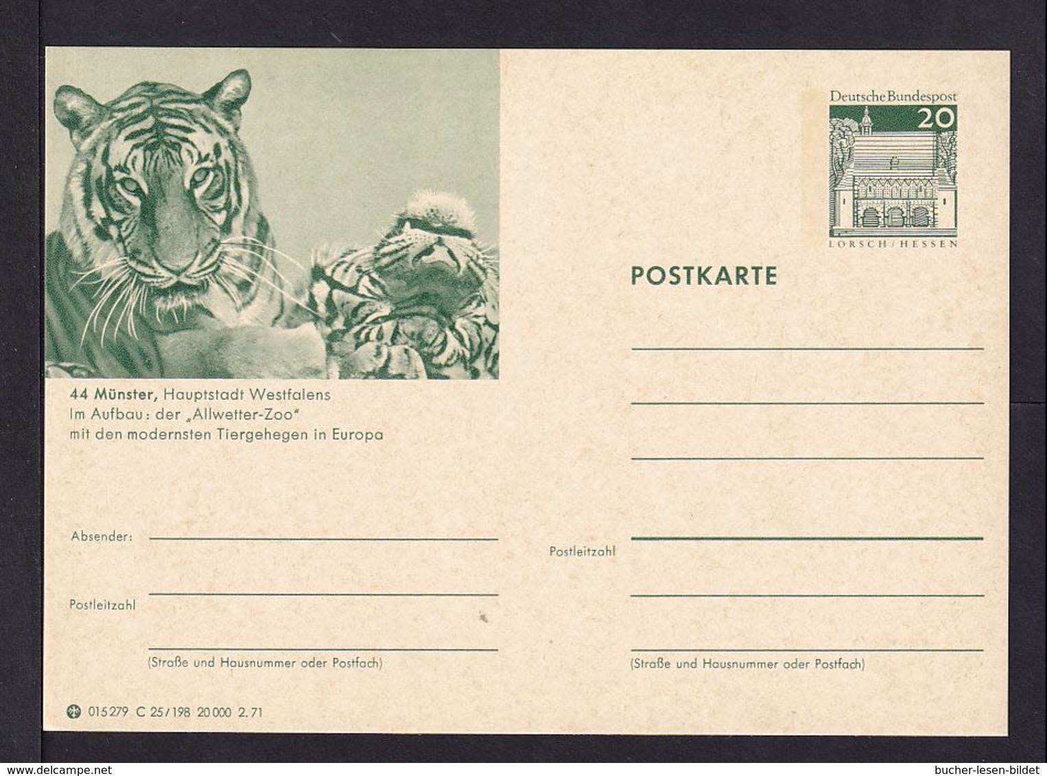 20 Pf. Bild-GS Tiger Münster  Ungebraucht - Big Cats (cats Of Prey)