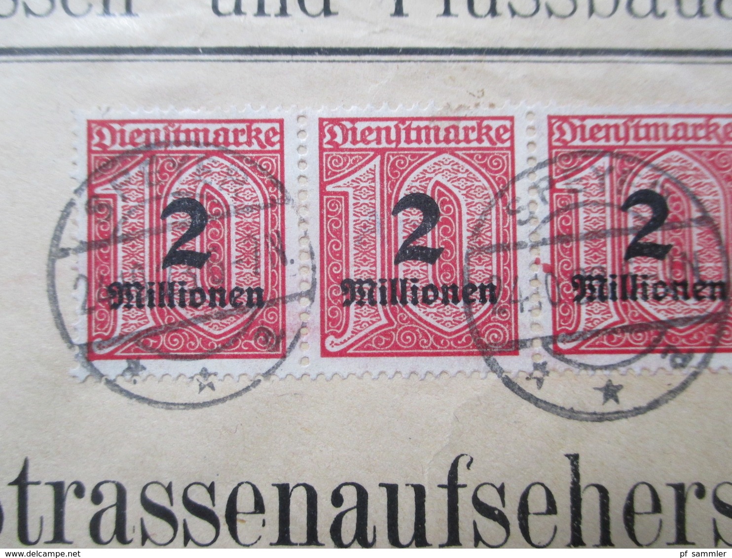 DR Dienst Hochinflation 10/1923 Nr. 97 (5) MeF Waagerechter 5er Streifen! Straßen Und Flussbauamt Speyer - Oficial