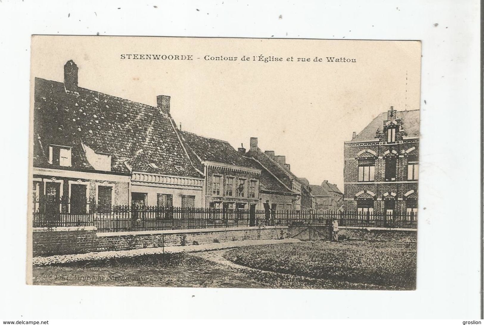 STEENWOORDE CONTOUR DE L'EGLISE ET RUE DE WATTOU 1918 - Steenvoorde