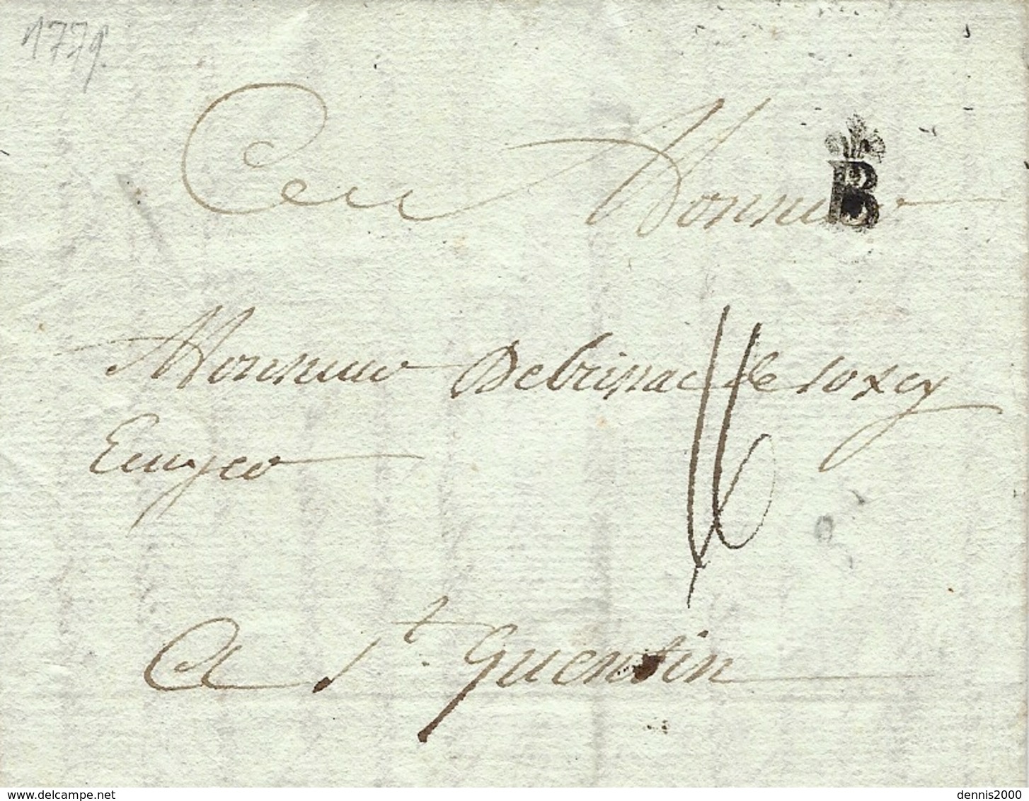 1779- Lettre De Bordeaux ( Gironde )Lenain N°14 Pour St Quentin ( Aisne ) Taxe 16 Sous - 1701-1800: Précurseurs XVIII