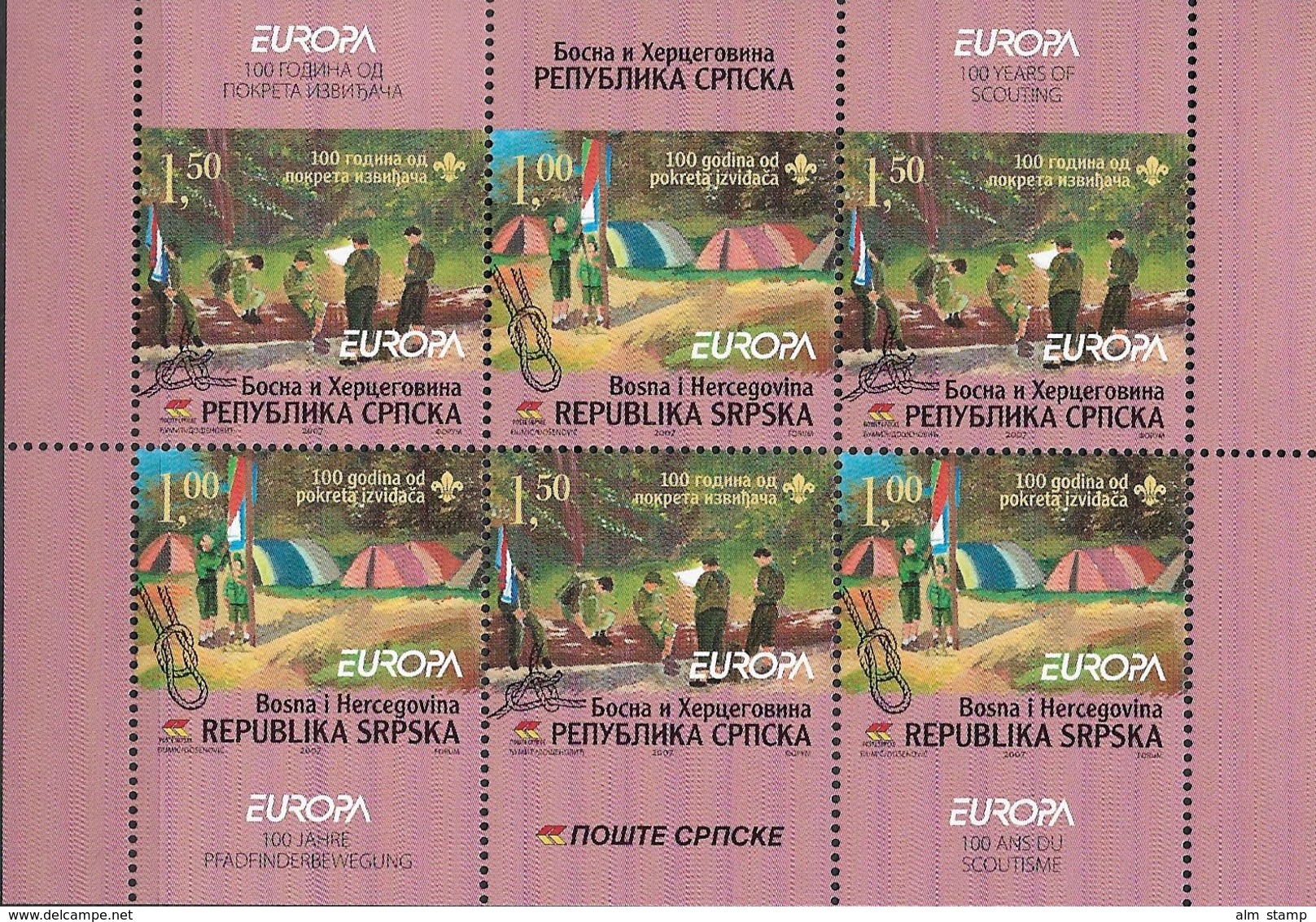 2007 Bosnien Herzegowina Serbische Republik Mi. MH 10 **MNH  , EUROPA CEPT - Pfadfinder / Skauting - - 2007