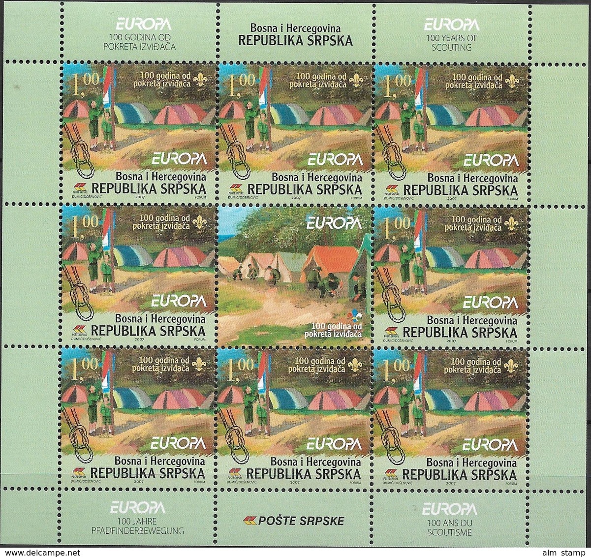 2007 Bosnien Herzegowina Serbische Republik Mi. 386-7 **MNH   Sheet  EUROPA CEPT - Pfadfinder / Skauting - - 2007