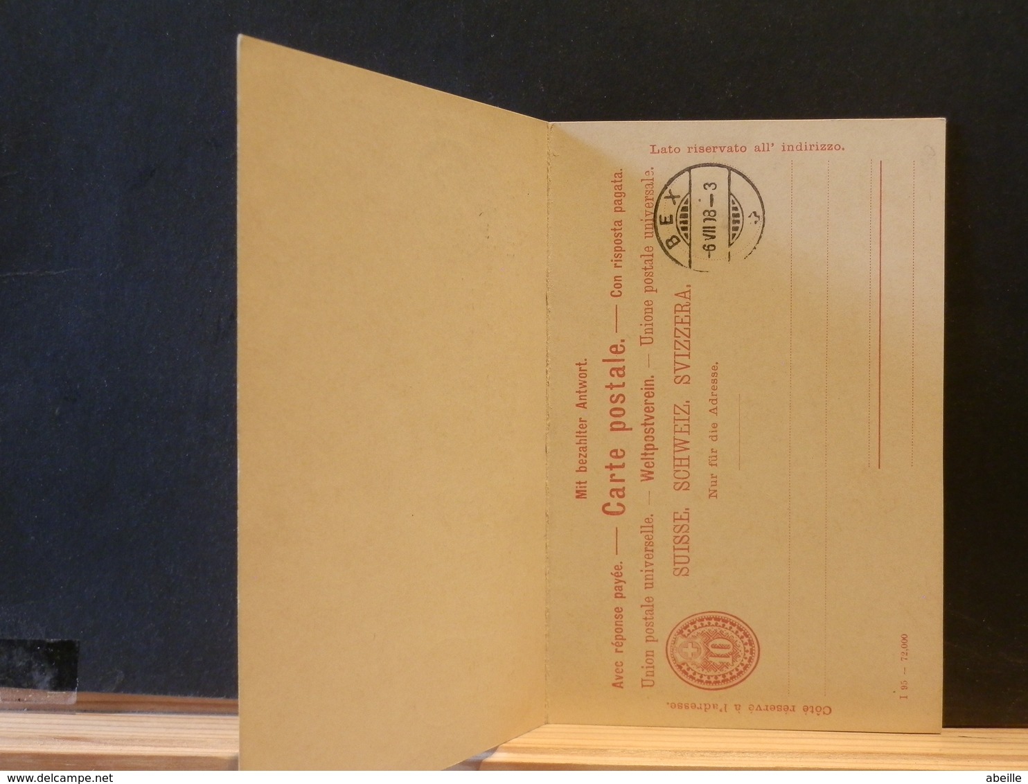 A9717  CP SUISSE AVEC REPONSE  XX  1908 - Interi Postali