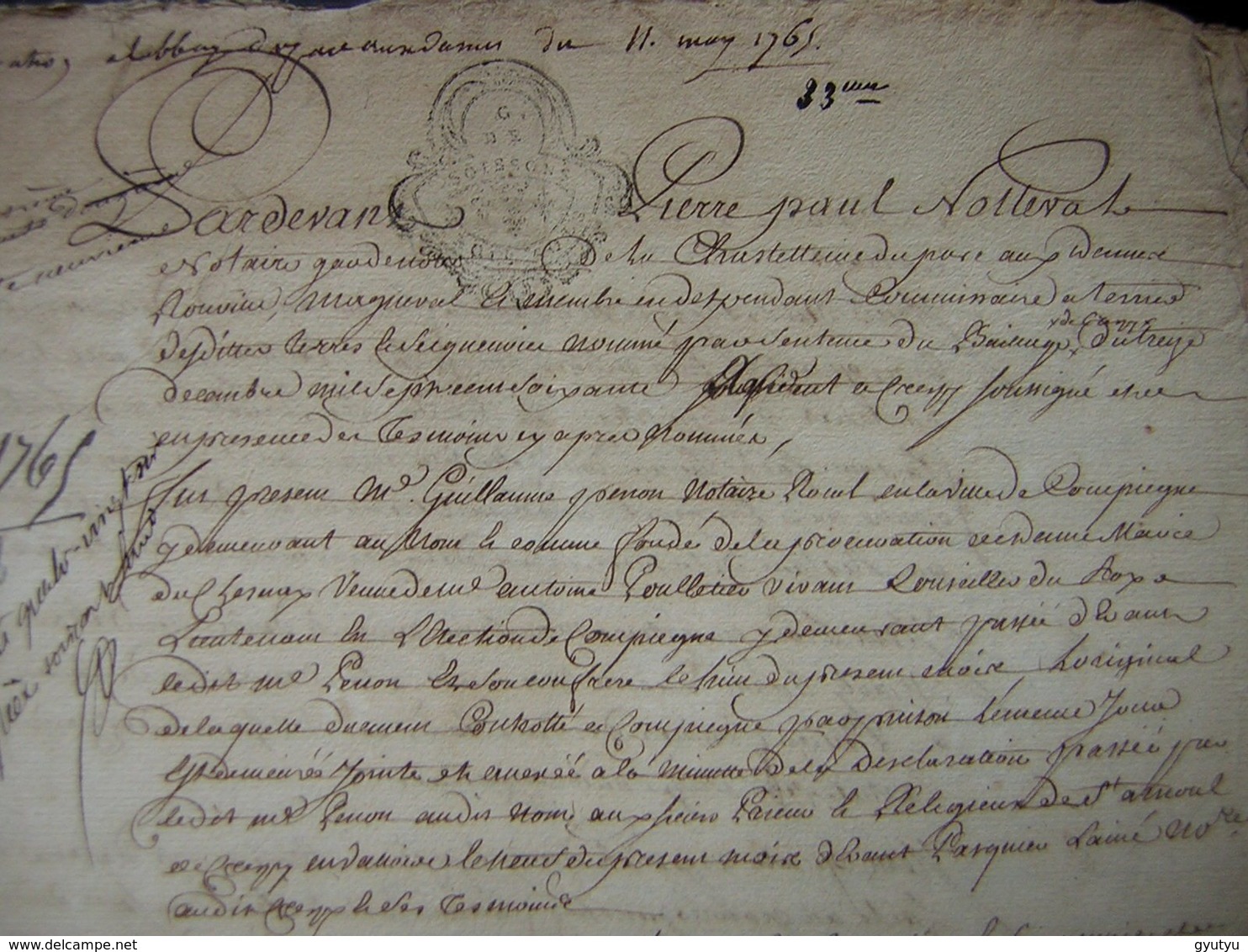 1765, Titre Concernant La Seigneurie De Magneval Appartenant Aux Religieuses Généralité De Soissons - Manoscritti