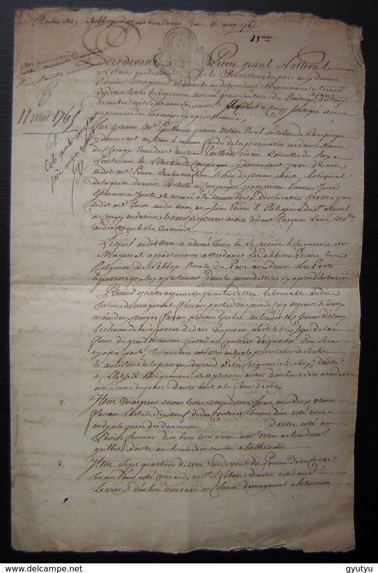 1765, Titre Concernant La Seigneurie De Magneval Appartenant Aux Religieuses Généralité De Soissons - Manoscritti