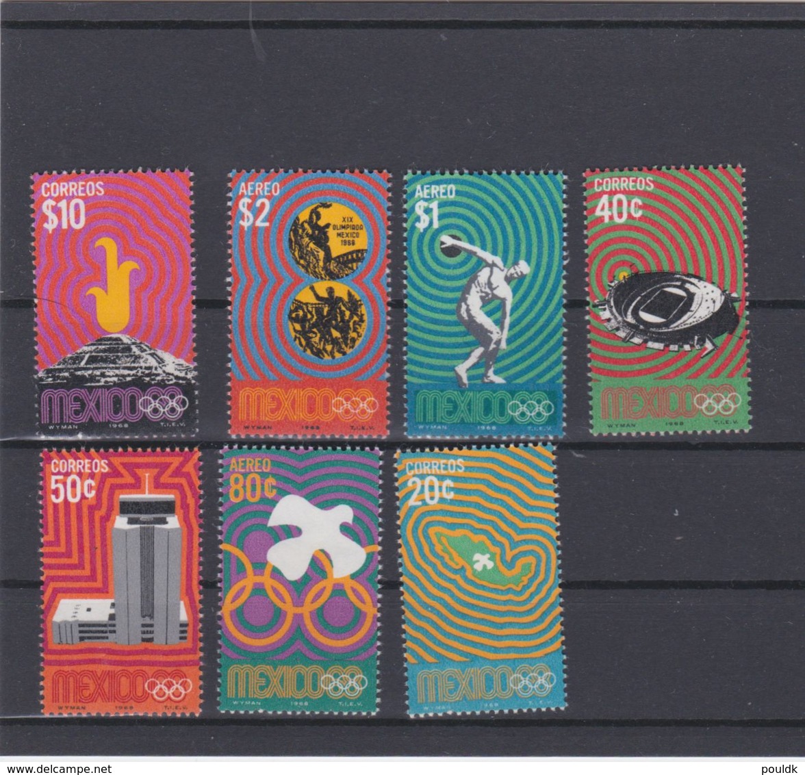 Mexico 1968 Olympic Games 7 Vals. MNH/** (H55) - Verano 1968: México