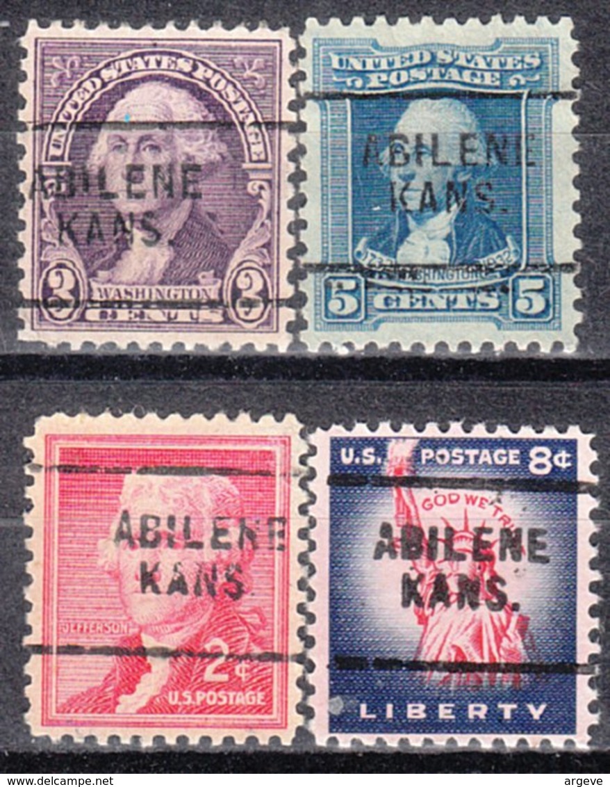 USA Precancel Vorausentwertung Preo, Locals Kansas, Abilene 703, 4 Diff. - Precancels