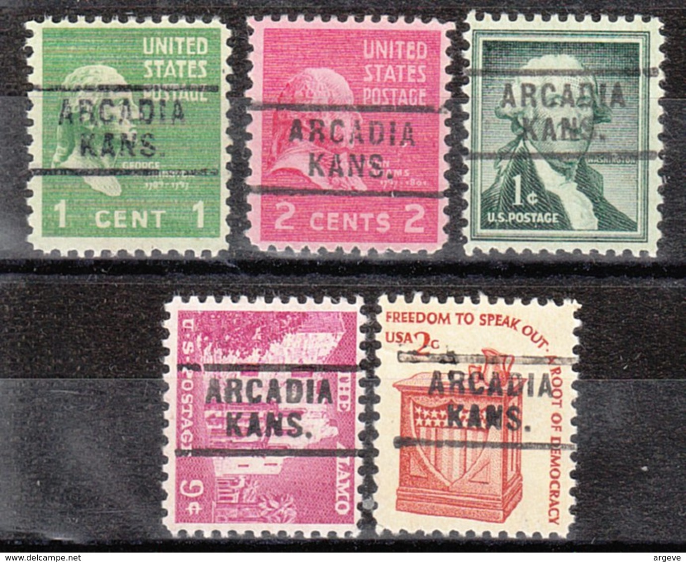 USA Precancel Vorausentwertung Preo, Locals Kansas, Arcadia 729, 5 Diff - Voorafgestempeld