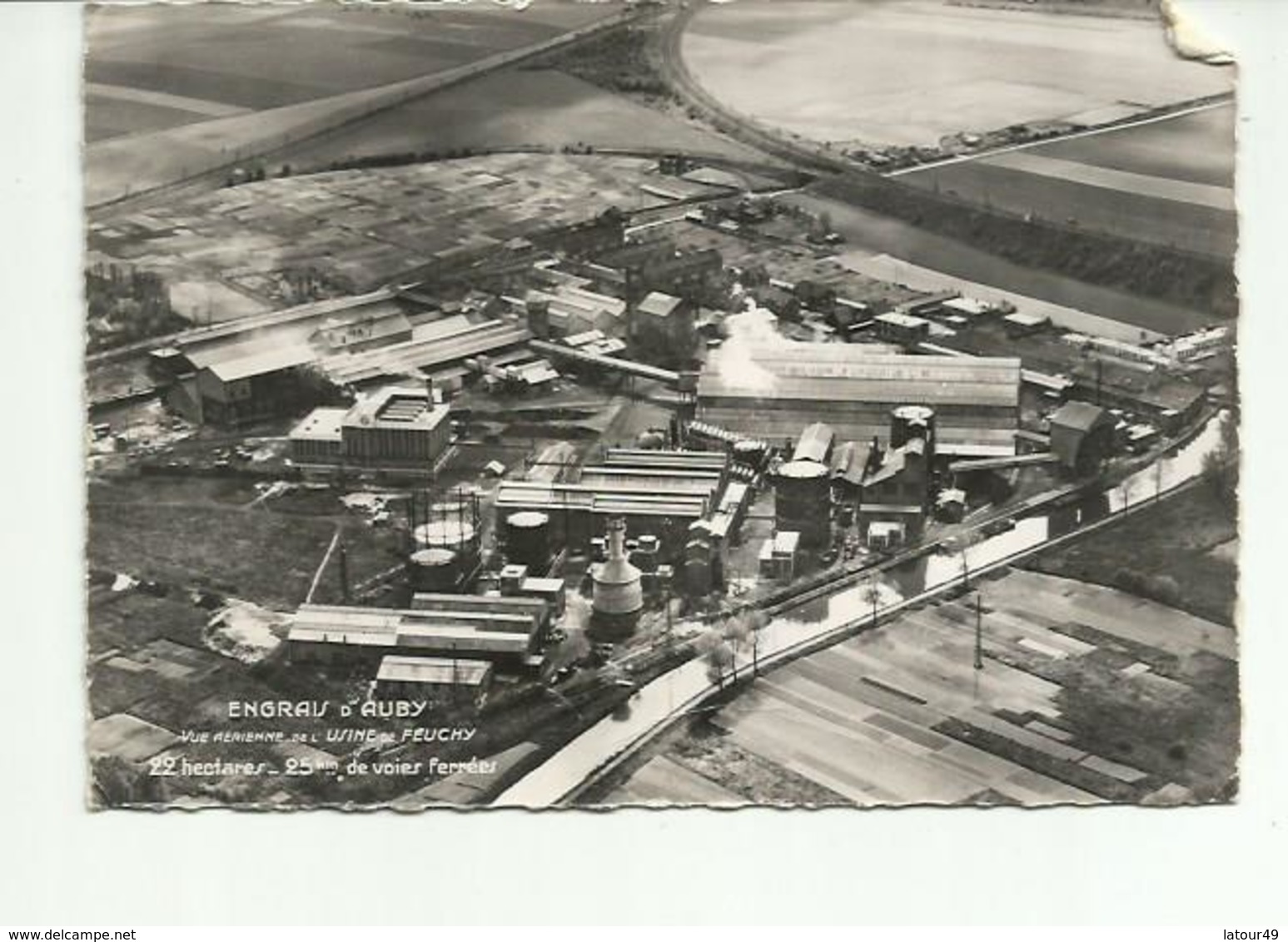 ANGRAIS D AUBY  VUE AERIENNE DE L USINE  DE FEUCHY EXPEDIER PAR PIERRE BOURDE AGENT DE VENTE  CAUDERAN EN GIRONDE 1955 - Auby