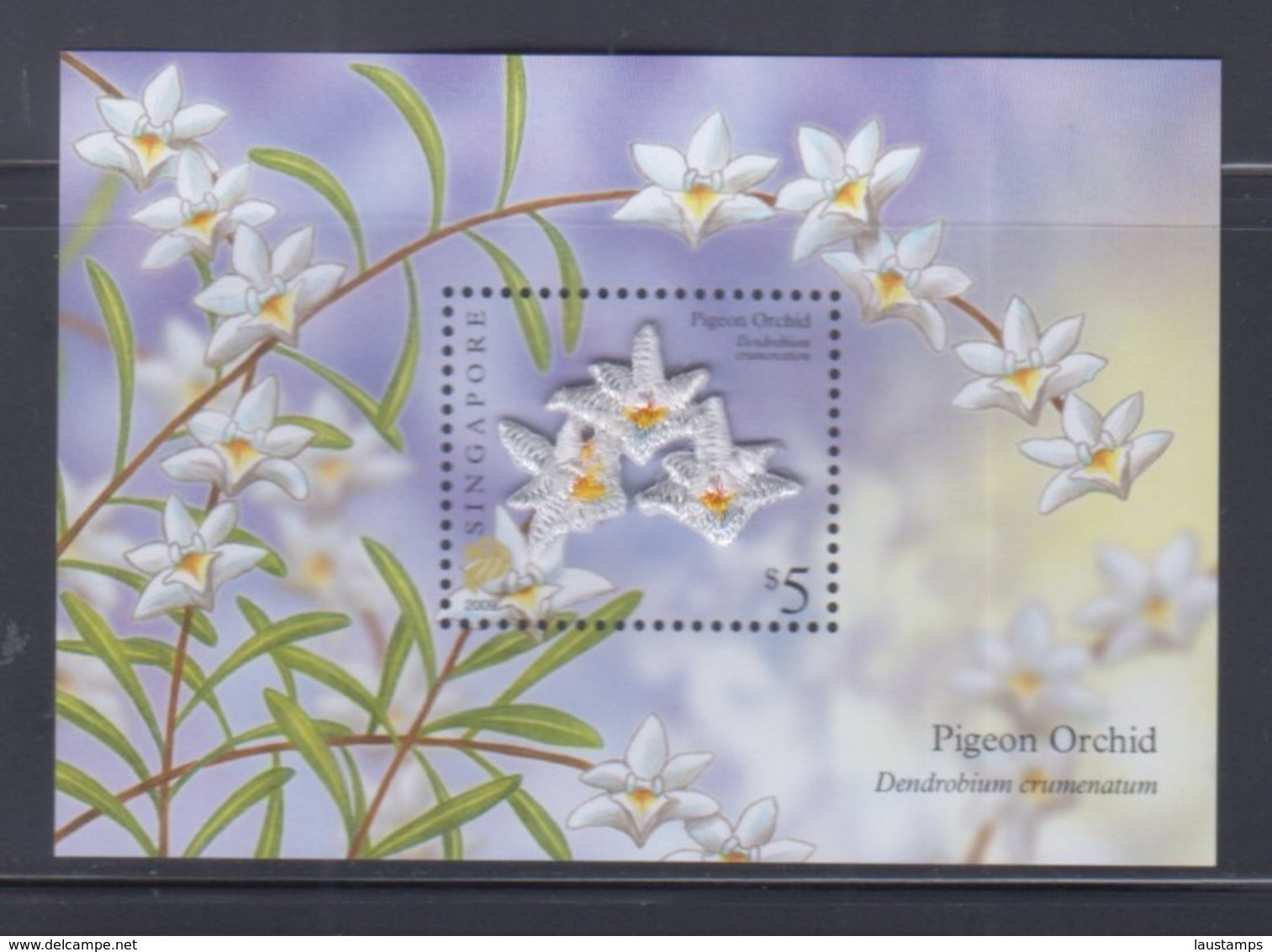 Singapore 2009 Pigeon Orchid With Embroidery, Unusual Collector Sheet MNH - Singapore (1959-...)