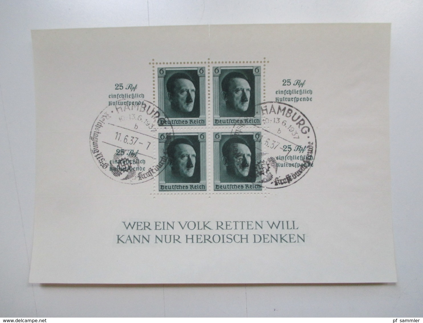 3. Reich Block 6 - 11 Hitler, Olympia Blockpaar Und München Riem Mit Aufdruck. Sonderstempel. Katalogwert 454€ - Blocks & Kleinbögen