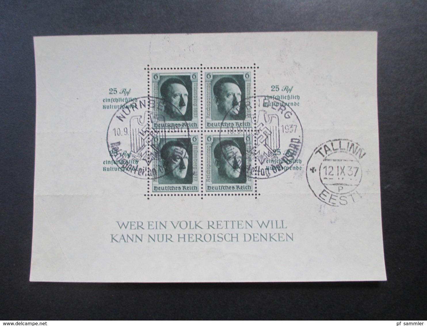 3. Reich Block 6 - 11 Hitler, Olympia Blockpaar und München Riem mit Aufdruck. Sonderstempel. Katalogwert 454€