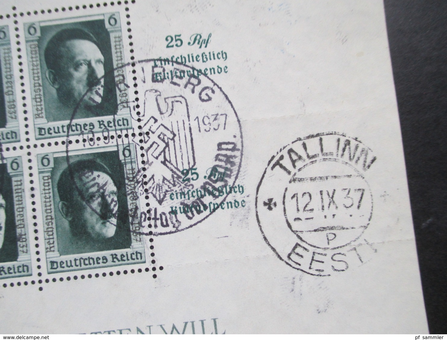 3. Reich Block 6 - 11 Hitler, Olympia Blockpaar und München Riem mit Aufdruck. Sonderstempel. Katalogwert 454€