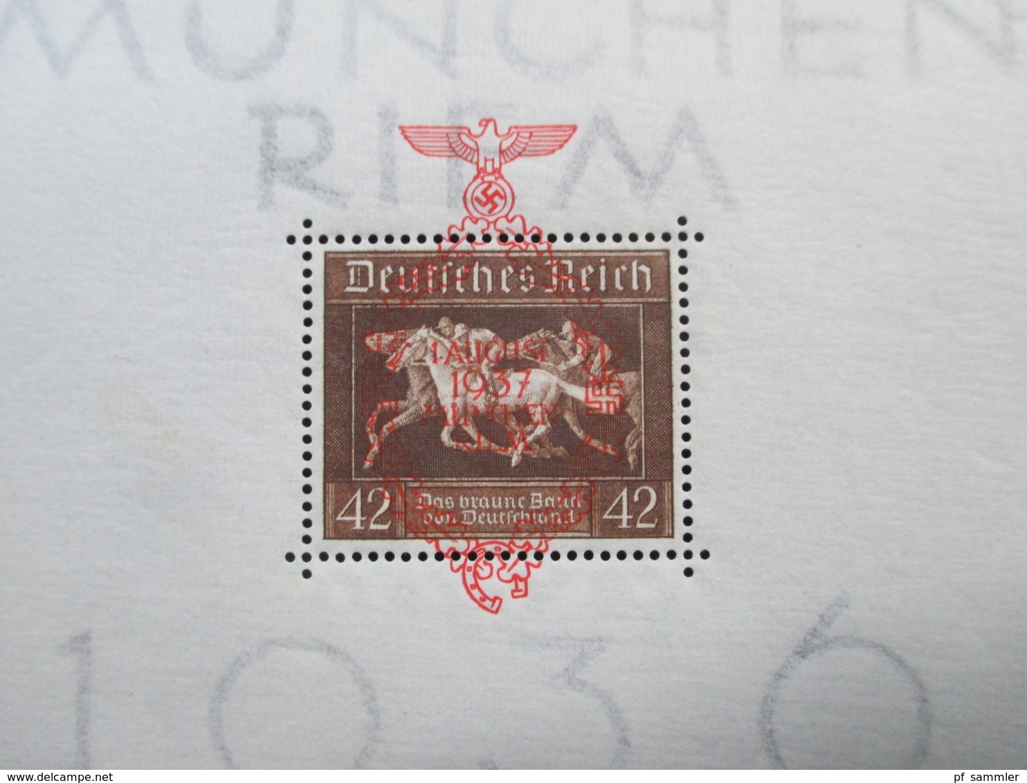 3. Reich Block 6 - 11 Hitler, Olympia Blockpaar und München Riem mit Aufdruck. Sonderstempel. Katalogwert 454€