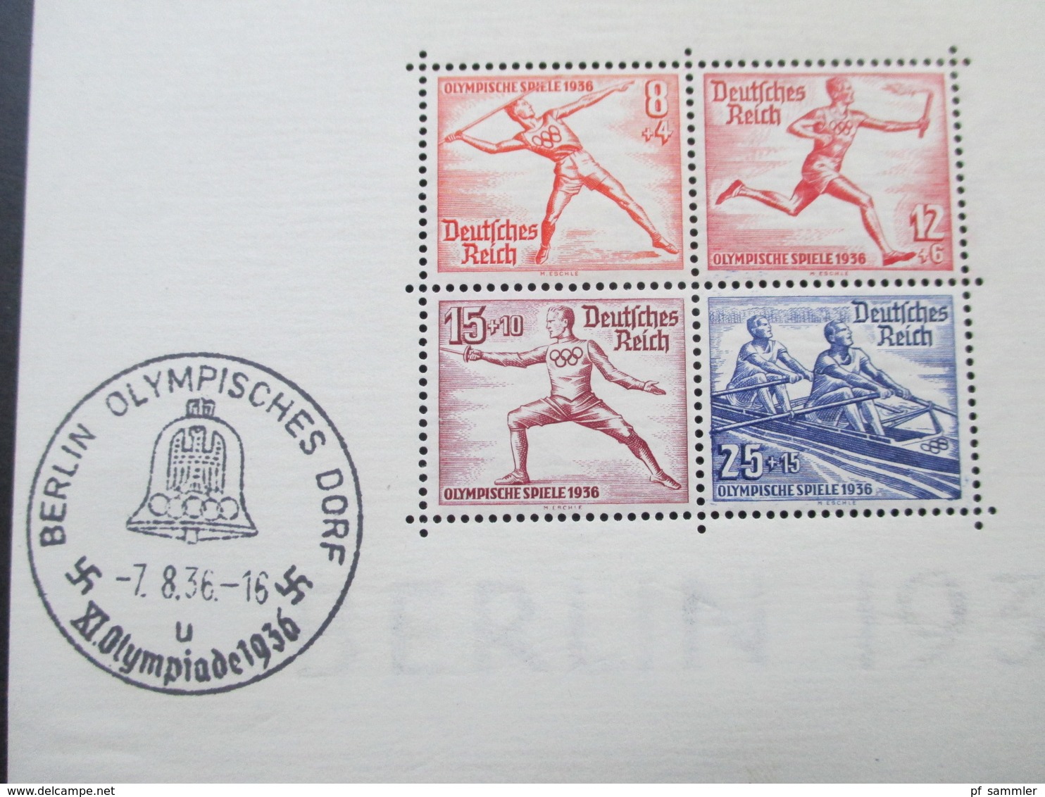 3. Reich Block 6 - 11 Hitler, Olympia Blockpaar und München Riem mit Aufdruck. Sonderstempel. Katalogwert 454€