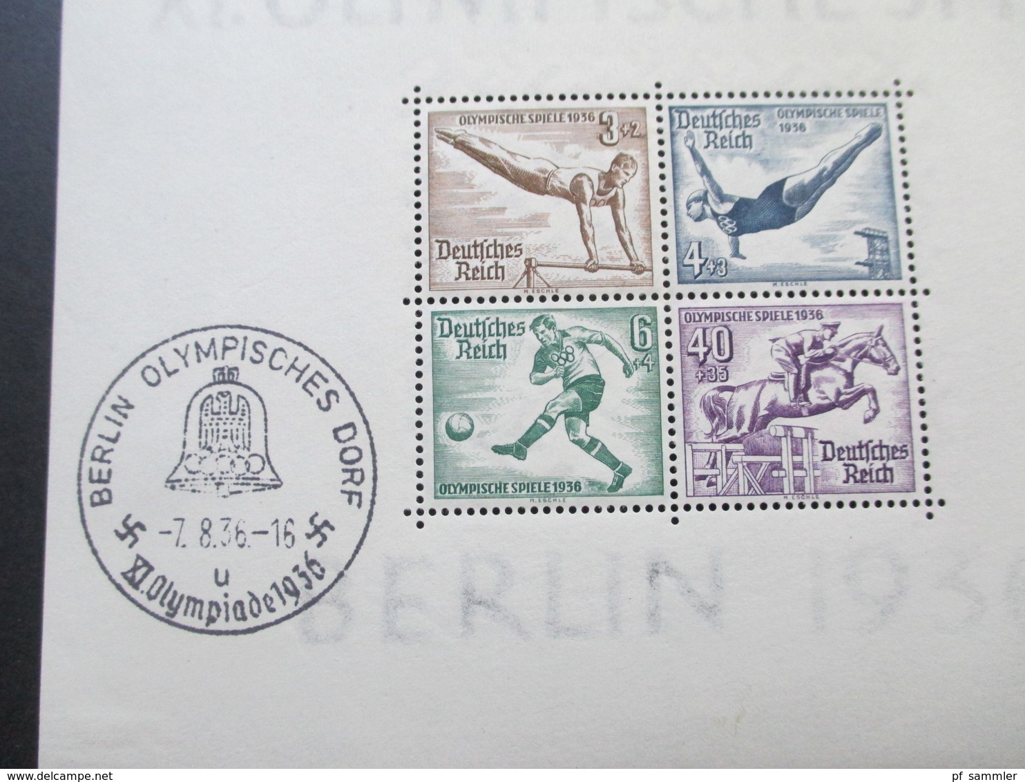 3. Reich Block 6 - 11 Hitler, Olympia Blockpaar und München Riem mit Aufdruck. Sonderstempel. Katalogwert 454€