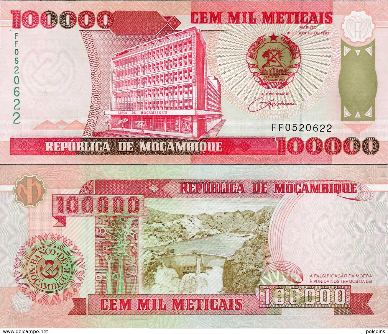 Mozambik 1993 - 100000 Meticais - Pick 139 UNC - Mozambique