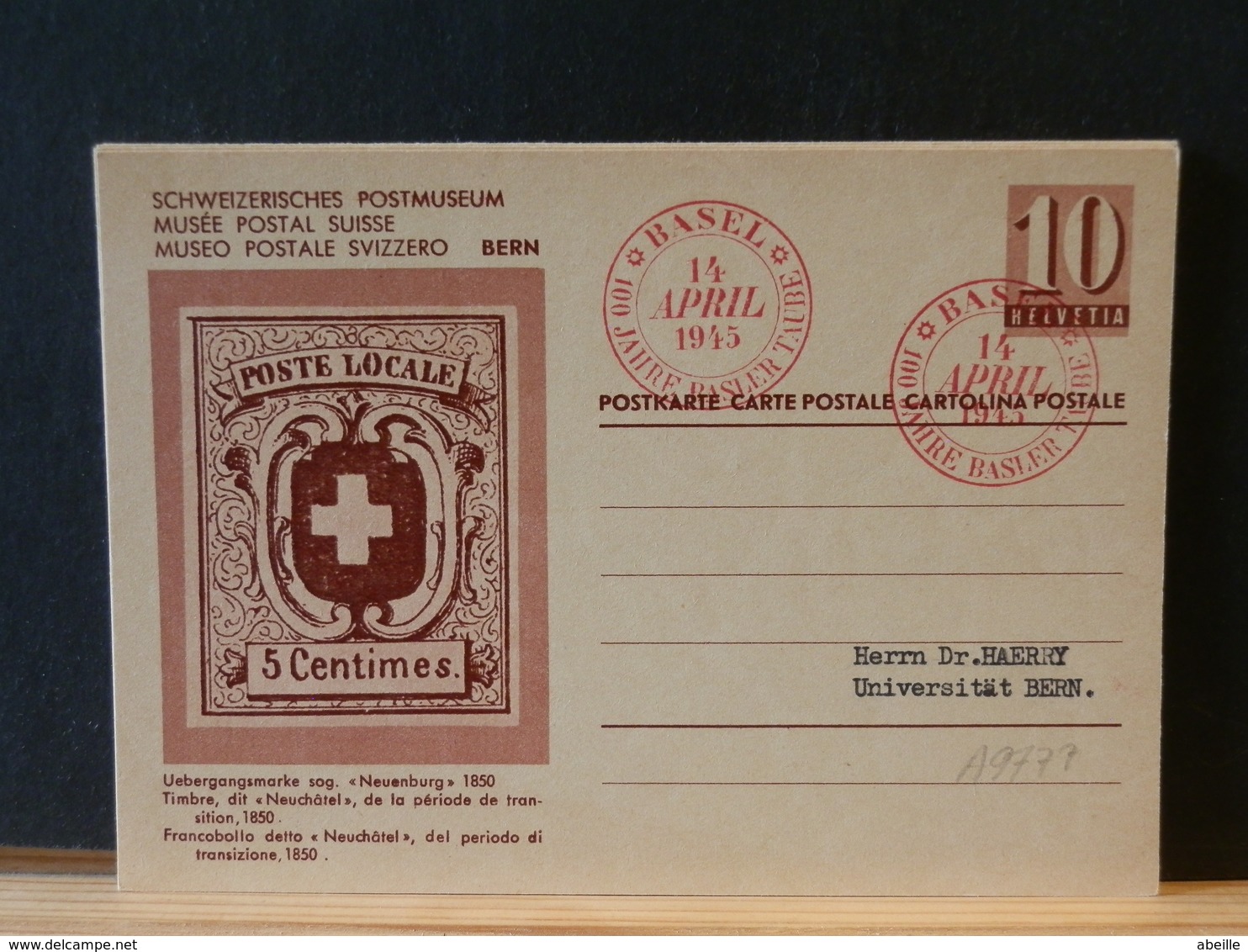 A9777   CP  SUISSE 1945 - Entiers Postaux