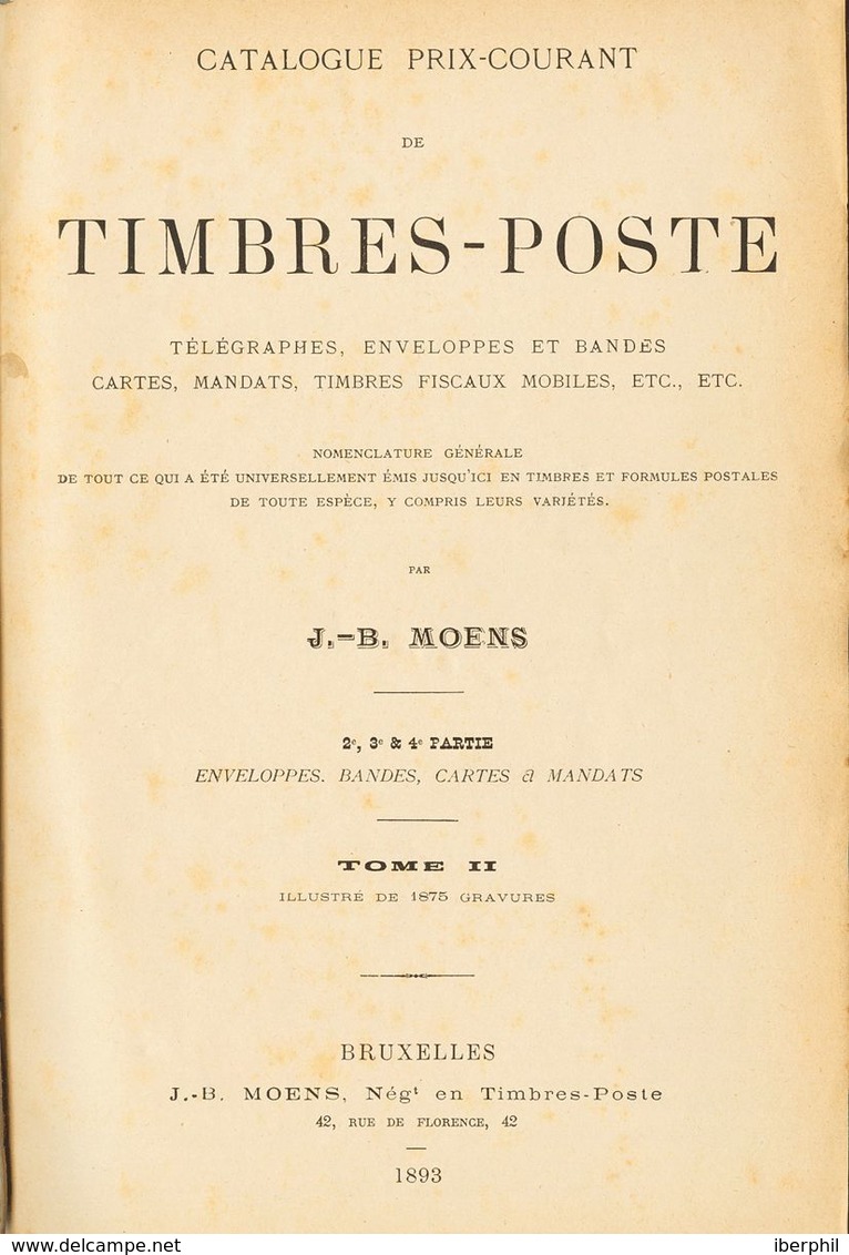 Worldwide Bibliography. (1892ca). CATALOG PRIX-COURANT OF TIMBRES-POSTE, Telegraphes, Enveloppes Et Bandes, Cartes, Mand - Autres & Non Classés