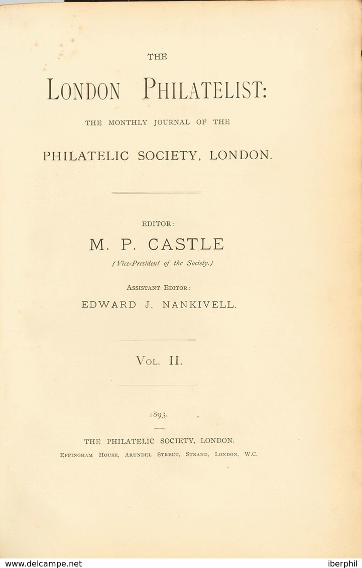 Worldwide Bibliography. (1892ca). THE LONDON PHILATELIST THE MONTHLY JOURNAL OF THE LONDON PHILATELIC SOCIETY. Two Volum - Altri & Non Classificati