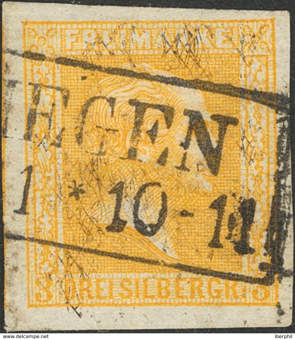 Prussia. ºYv . 1856. 3 S Yellow. Dutch Postmark NIJMEGEN, Applied At Prussian Post Offices Established In Dutch Territor - Andere & Zonder Classificatie