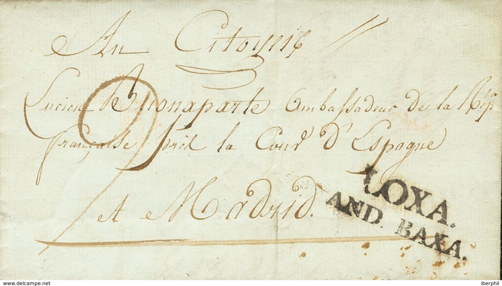 France. COVER. 1801. (11th Of June). GUADIX (GRANADA) To MADRID (addressed To Lucien Bonaparte, Brother Of Napoleón And  - Sonstige & Ohne Zuordnung