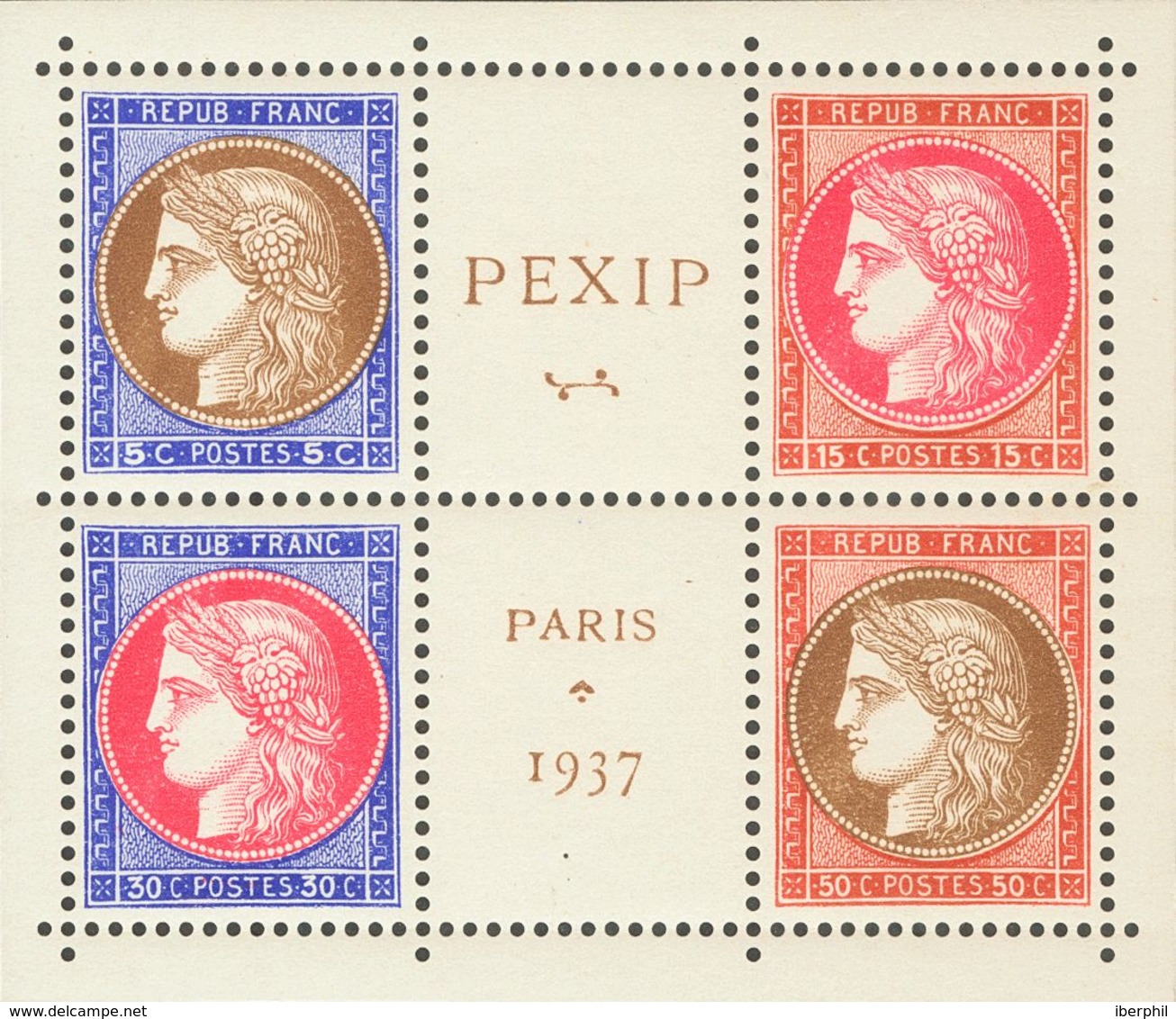 France. **Yv 348/51. 1937. Complete Set, From The Souvenir Sheet. VERY FINE.   Yvert 2018: 400 Euros -- Francia. **Yv 34 - Other & Unclassified