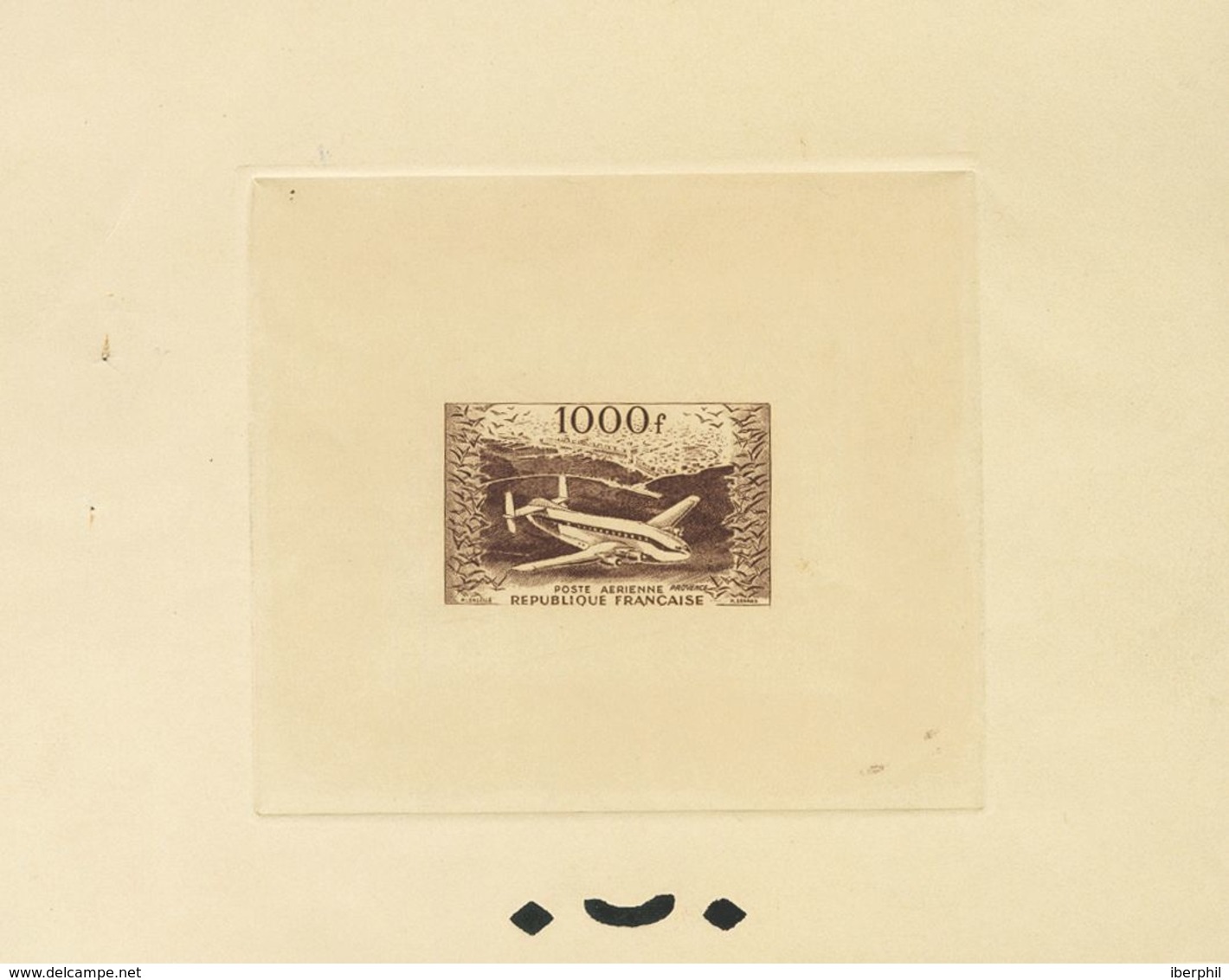 France, Airmail. (*)Yv 33. 1954. 1000 F Black Brown. ARTIST TRIAL PROOF. VERY FINE. -- Francia, Aéreo. (*)Yv 33. 1954. 1 - Other & Unclassified