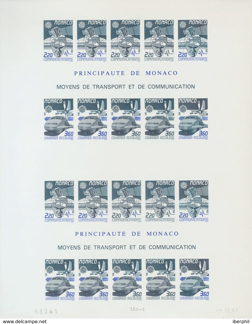 Monaco, Souvenir Sheet. **Yv 41a(2). 1988.  Souvenir Sheet, In Pairs And Without Cutting. VERY FINE AND RARE.   Yvert 20 - Autres & Non Classés