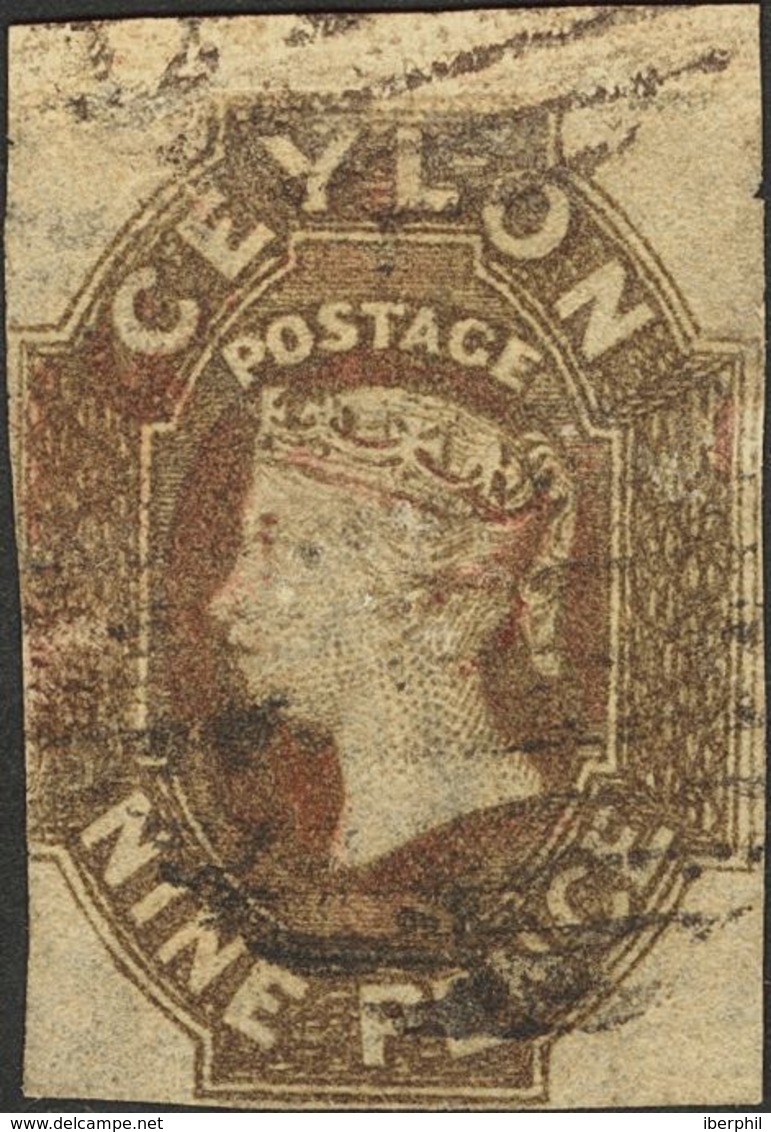 Ceylon. ºYv 7. 1857. 9 P Brown (slight Defects). BEAUTIFUL AND RARE.   Yvert 2010: 1.800 Euros -- Ceilán. ºYv 7. 1857. 9 - Andere & Zonder Classificatie