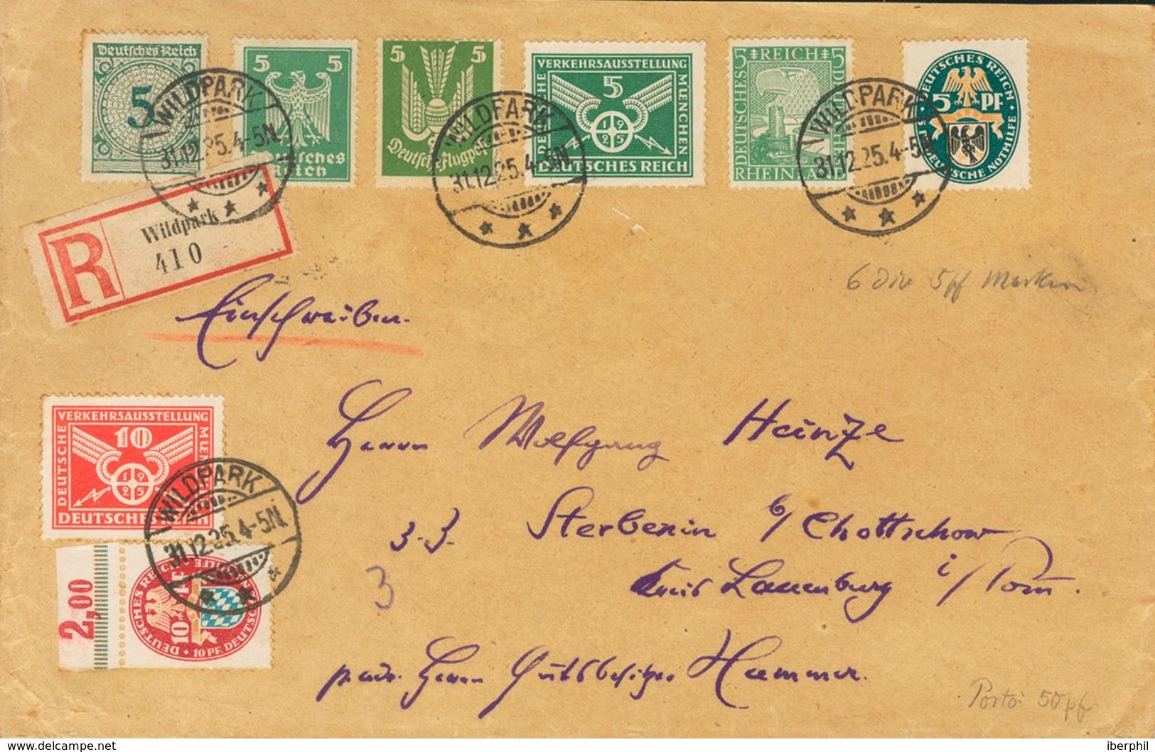 British India. COVERYv 77(4), 82. 1915. 1 A Pink, Four Stamps (one On The Back) And 2 A Violet (on The Back). Registered - Jetons De Communes