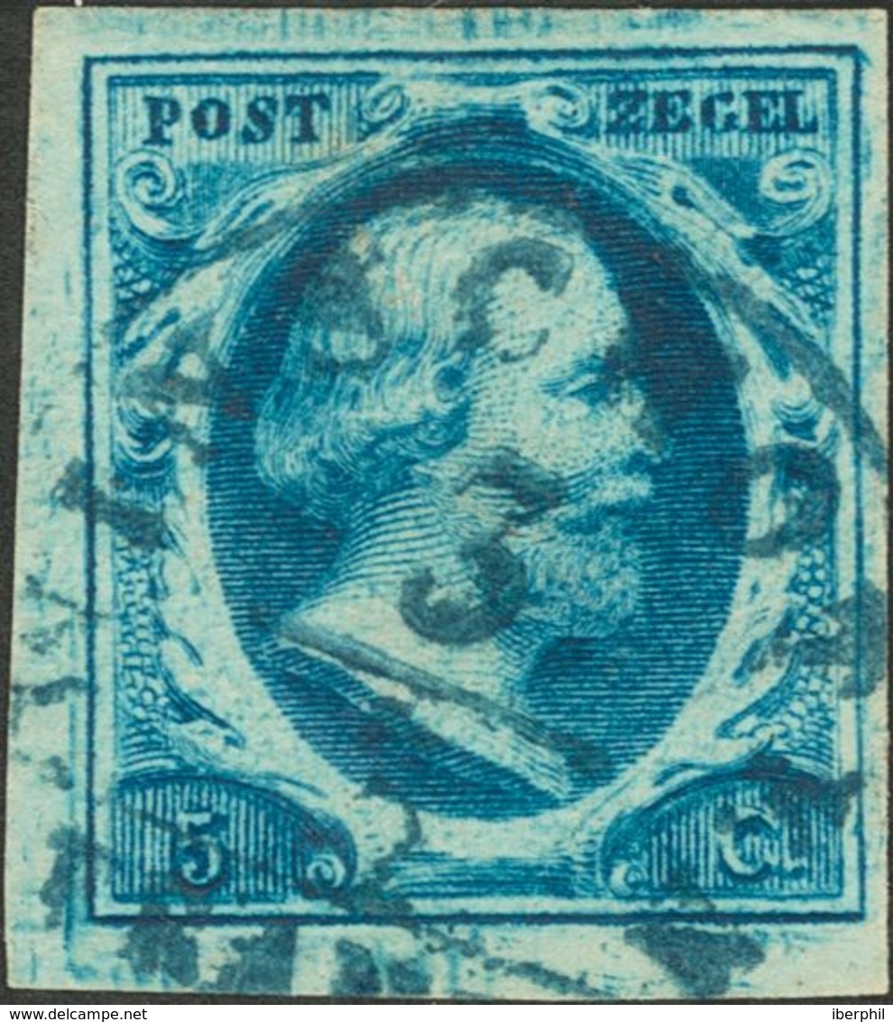 Holanda. ºYv 1. 1852. 5 Cent Dark Blue (Plate III, Position 56). WINSCHOTEN Datestamp Type A (Ey 175). VERY FINE. (NVPH  - ...-1852 Prephilately