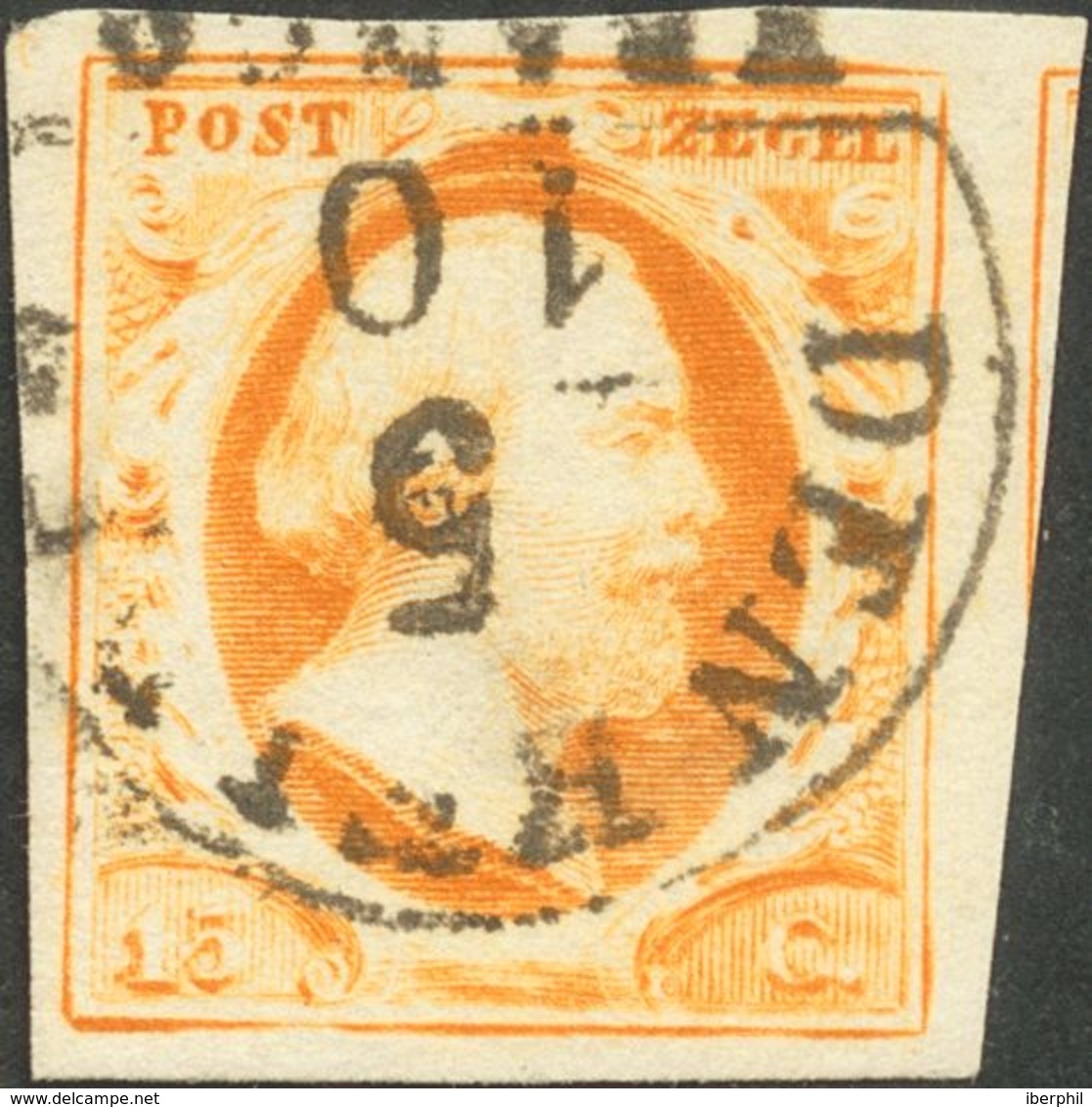 Holanda. ºYv 3. 1852. 15 Cent Dark Orange. Cancelled With DEN HELDER Datestamp Type A (Ey 250). VERY FINE. -- Netherland - ...-1852 Vorläufer
