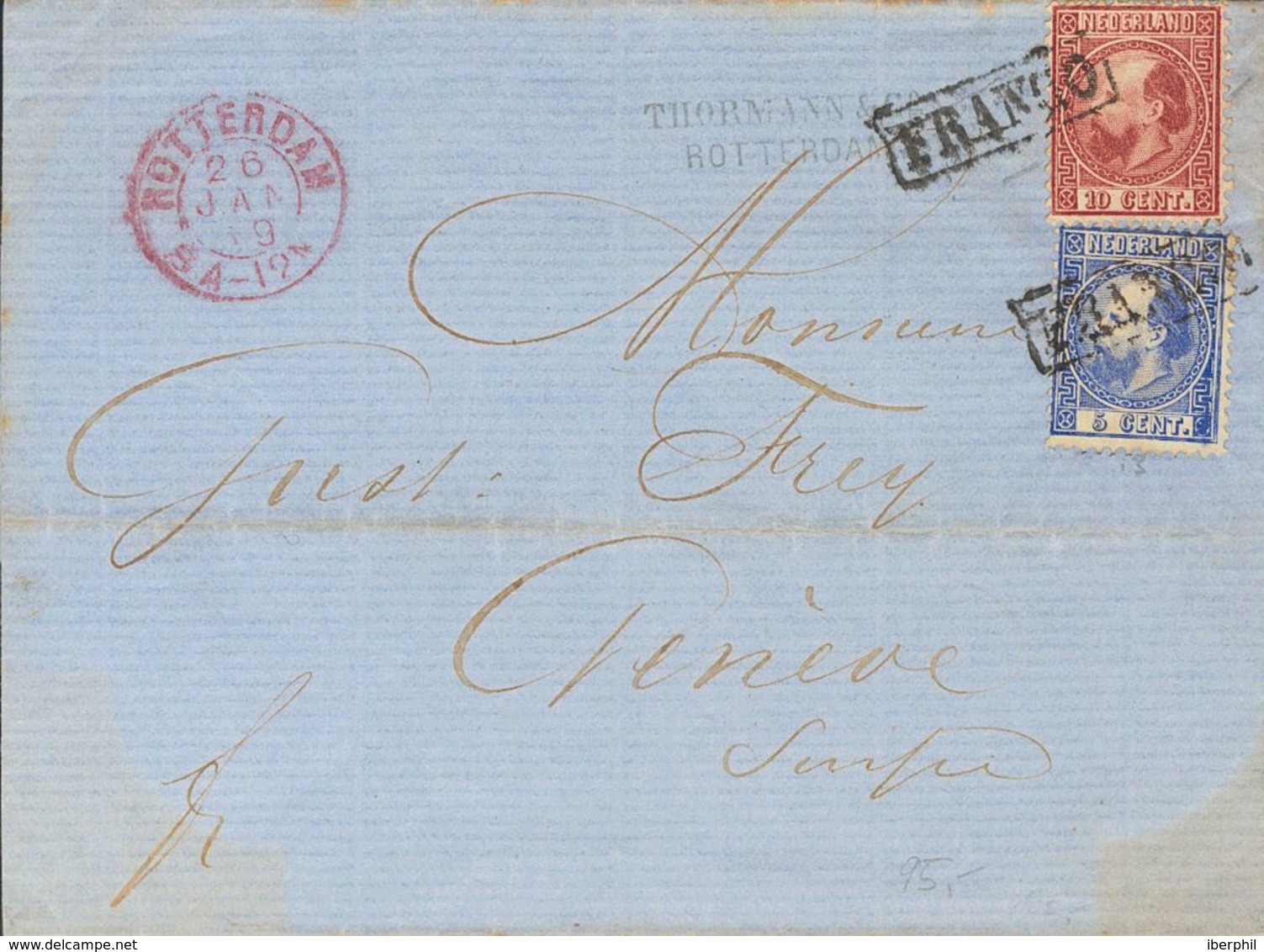 Holanda. SOBREYv . 1869. 5 Cent Blue (Type II, Perforation 12¾ X 11¾) And 10 Cent Carmine (Type II, Perforation 12¾ X 11 - ...-1852 Vorläufer