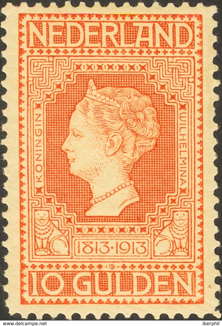 Holanda. **Yv 93. 1913. 10 Gulden Orange. Well Centered. VERY FINE. (NVPH 101, 2250 Euros). Cert. VLEEMING. -- Netherlan - ...-1852 Prephilately