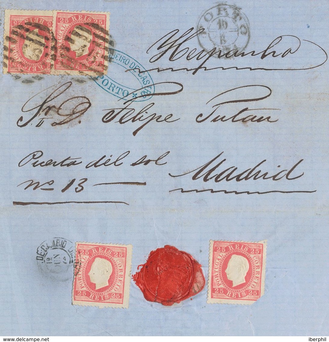 Portugal. COVERYv 40B(4). 1874. 25 Reis Pink. PERFORATED 13 ½, Four Stamps (two On The Back, One With Defect, Those Whit - Otros & Sin Clasificación