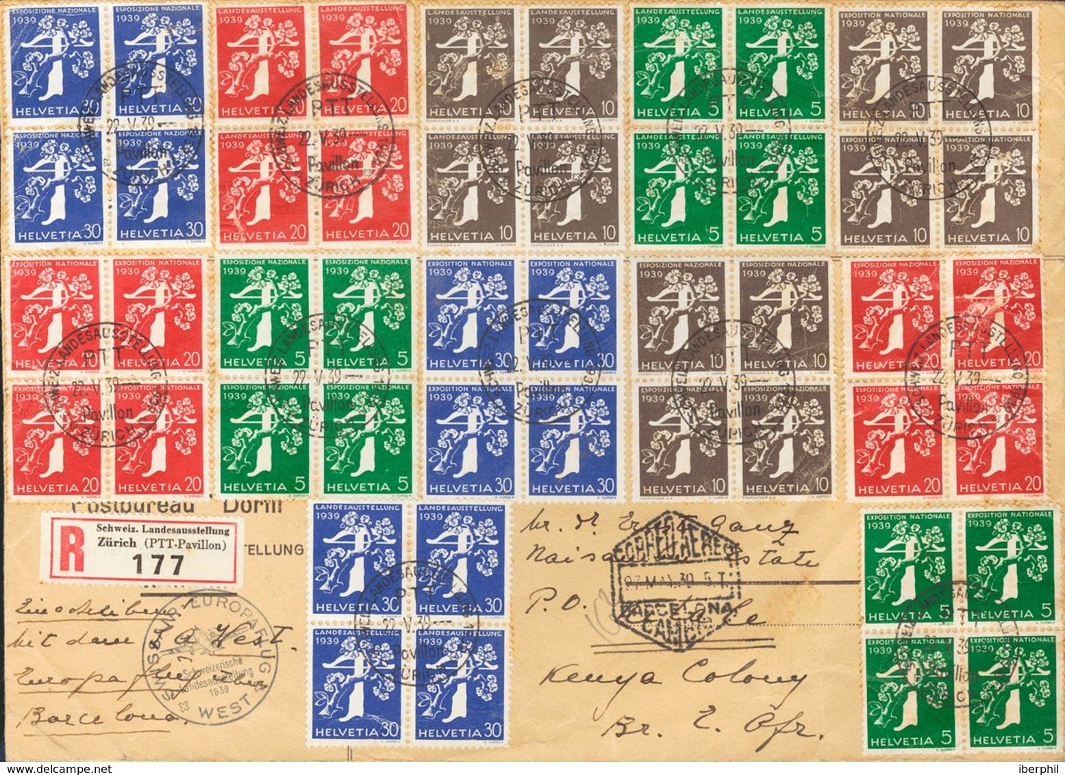 Switzerland. COVERYv 329/40. 1939. Complete Set In Blocks Of Four And Single Values In Blocks Of Four. Registered From Z - Otros & Sin Clasificación