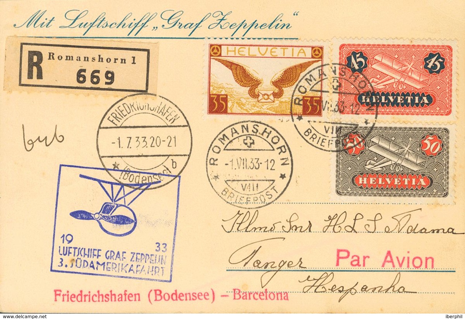 Switzerland, Airmail. COVERYv 8, 9, 13. 1933. 45 Cts Red And Blue, 50 Cts Black And Red And 35 Cts Red Brown And Bistre. - Otros & Sin Clasificación