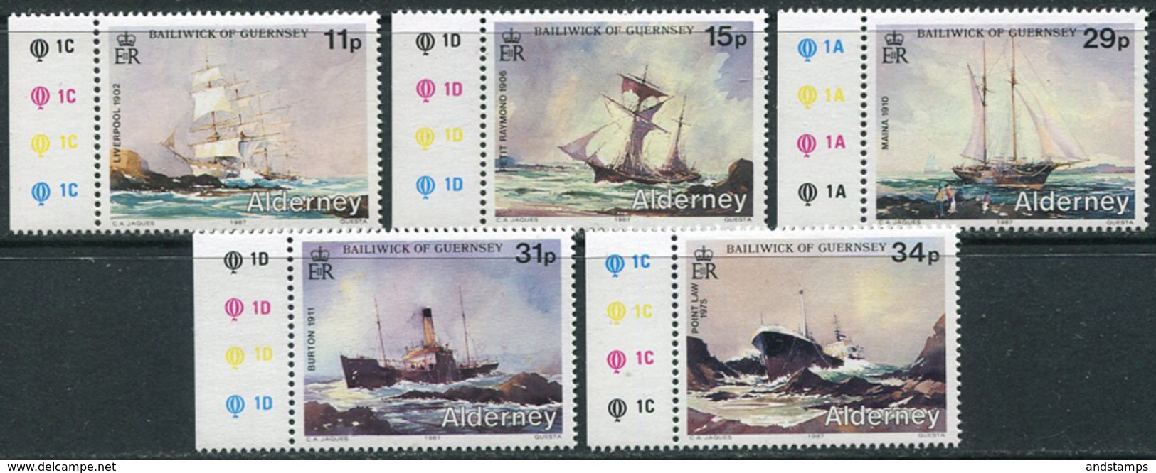 Alderney 1987. Michel #32/36 MNH/Luxe. Shipwrecks (Ts25) - Alderney