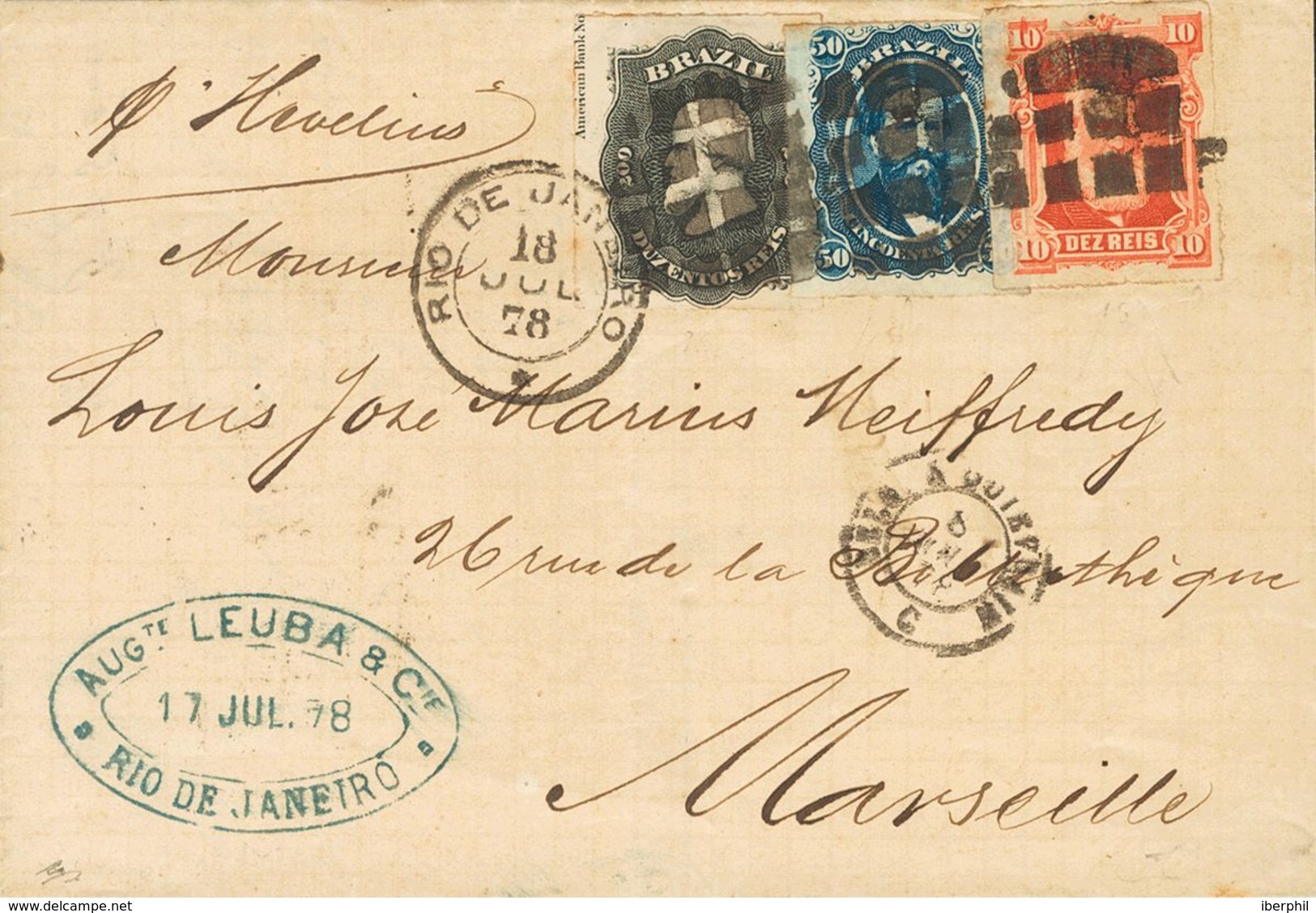 Brazil. COVERYv 30, 32, 35. 1878. 10 Reis Red, 50 Reis Blue And 200 Reis Black (partial Inscription American Bank Note). - Autres & Non Classés