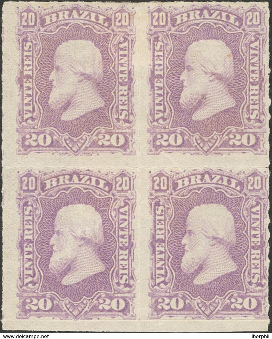 Brazil. *Yv 38(4). 1878. 20 Reis Purple, Block Of Four. VERY FINE AND RARE. (Scott 69) -- Brasil. *Yv 38(4). 1878. 20 Re - Otros & Sin Clasificación