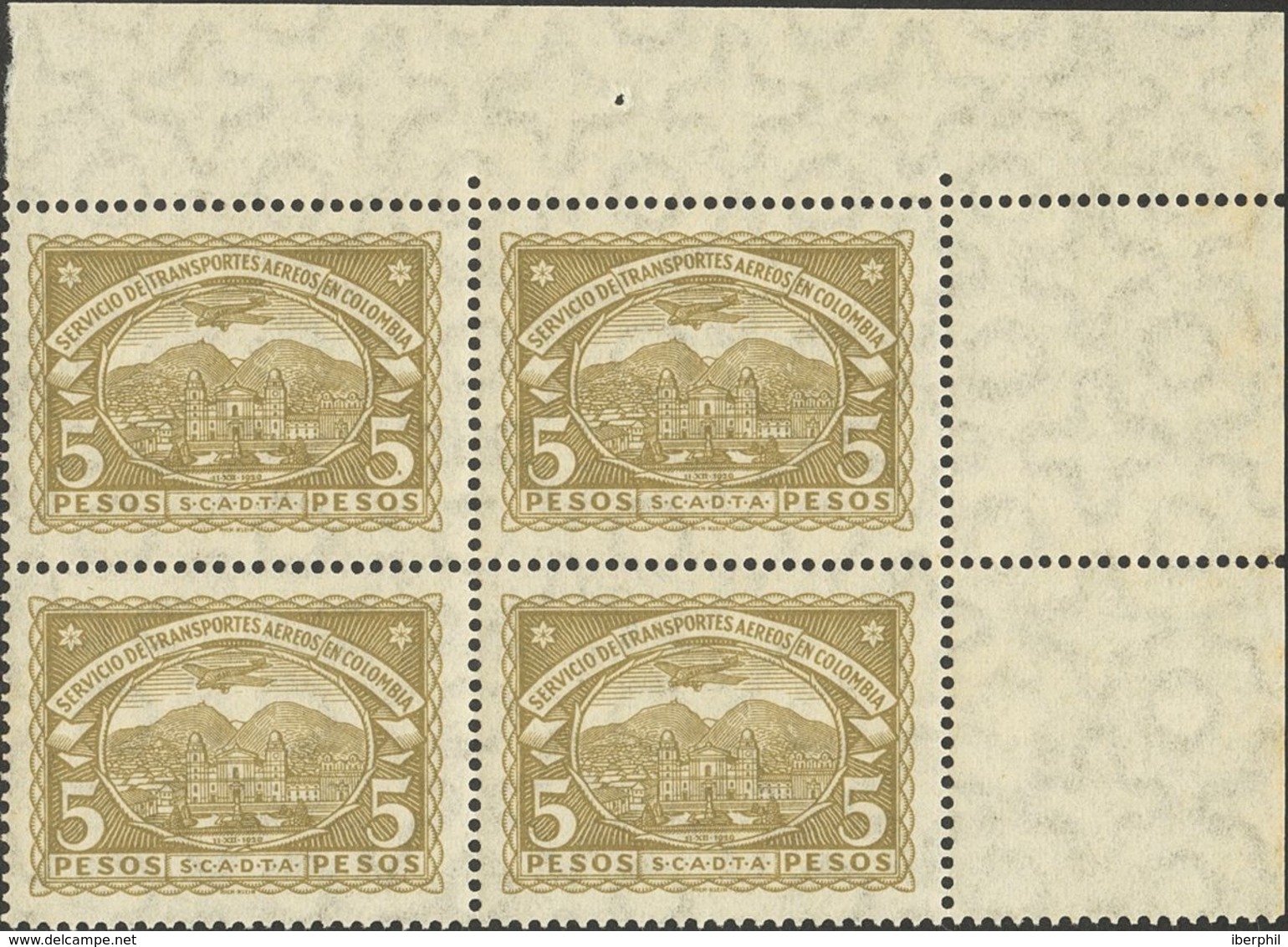 Colombia, Airmail. **Yv 43/55, 57. 1923. Complete Sets, Including 20 Gray Ctvos With "R" Overprint, Blocks Of Four. VERY - Colombia