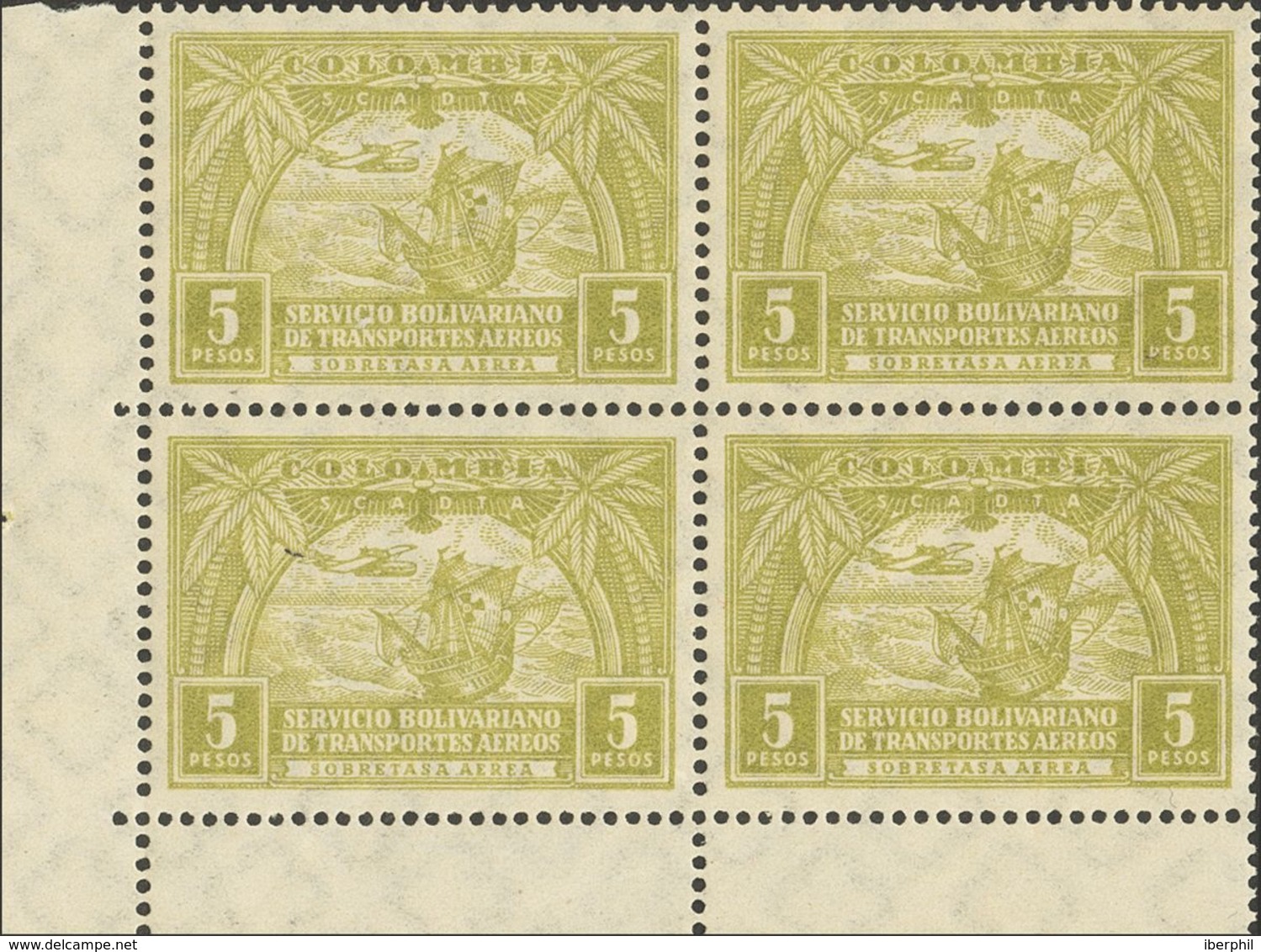 Colombia, Airmail. **Yv 60/73(4). 1929. Complete Set, Block Of Four. VERY FINE (Scott C55 / 67, CF2)   Yvert 2014: +1.04 - Colombie