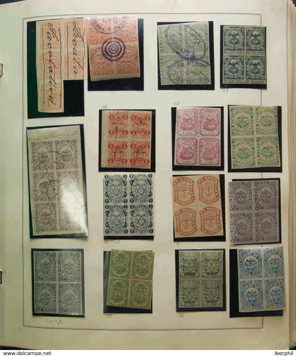 Colombia. */º. (1859ca). Spectacular Collection Of Colombia Between 1859 And 1960 In Blocks Of Four Mint And Used (some  - Colombie