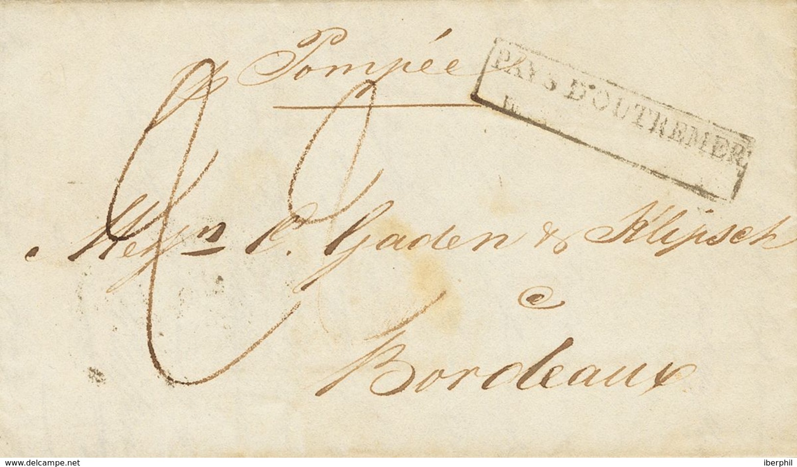 Cuba, Agencia Postal Francesa. SOBRE. 1835. LA HABANA A BURDEOS (FRANCIA). Marca De Llegada PAYS D'OUTREMER, Nombre Del  - Otros & Sin Clasificación