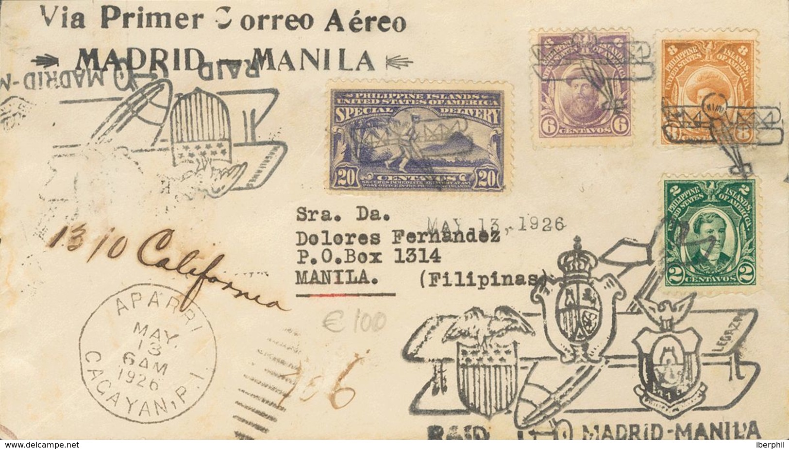 Philippines. COVERYv 204, 206, 207, Urgente 3. 1926. 2 Green Ctvos, 6 Violet Ctvos And 8 Ctvos Yellow Brown And Urgent O - Philipines