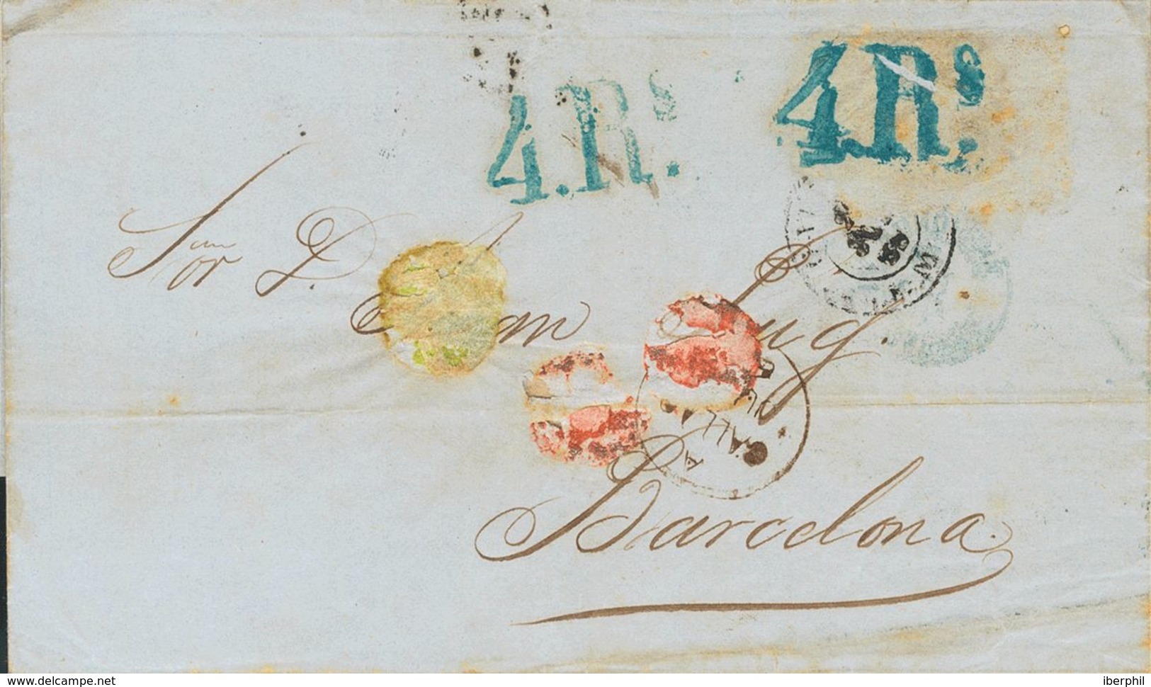 Peru, Bristish Post Office. COVER. 1868. CALLAO To BARCELONA. Addressed With Stamp In Origin, This Had To Be Detached Du - Peru