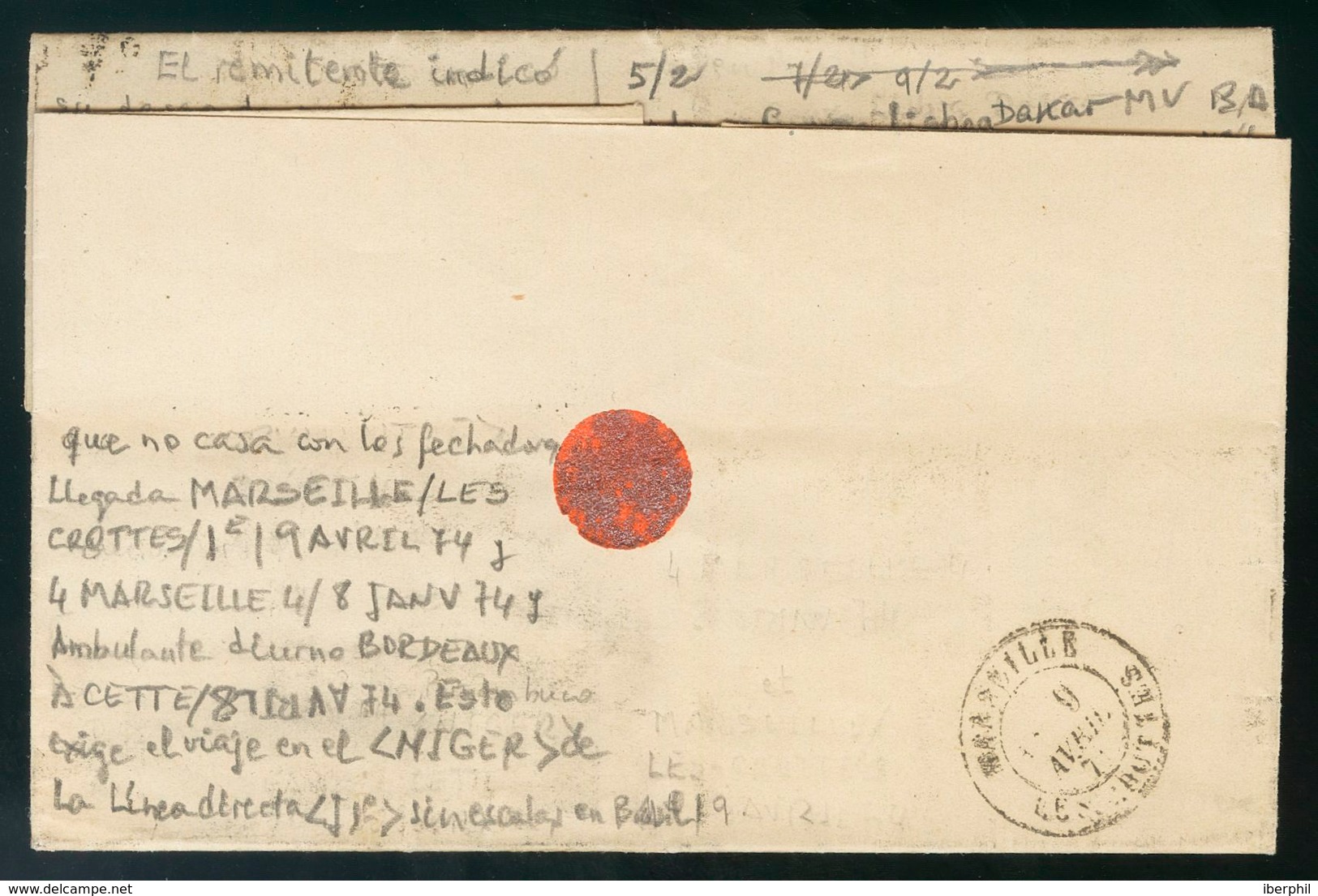 Uruguay. COVER36. 1873. 10 Cents Green. MONTEVIDEO To MARSEILLE (FRANCE). On The Front Small Postmark  CORREOS / MONTEVI - Uruguay