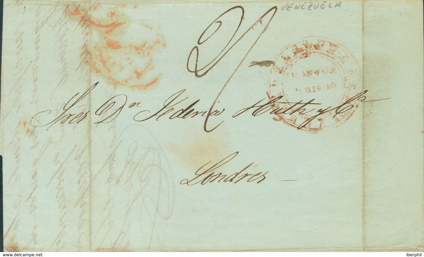 Venezuela. COVER. 1848. LA GUAYRA To LONDON, Addressed By The British Post Office. Postmark CORREO DE VENEZUELA / GUAIRA - Venezuela